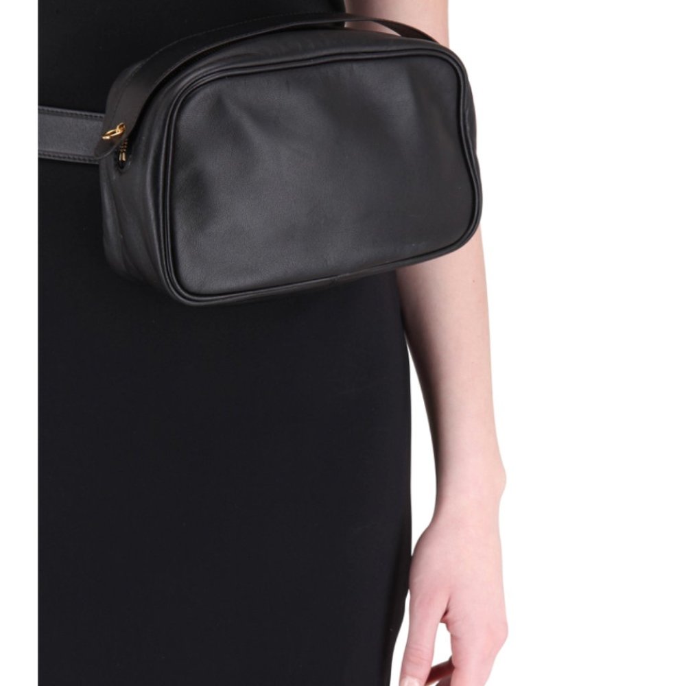 The Row |  Black Nappa Leather Belt Bag Fanny Pack